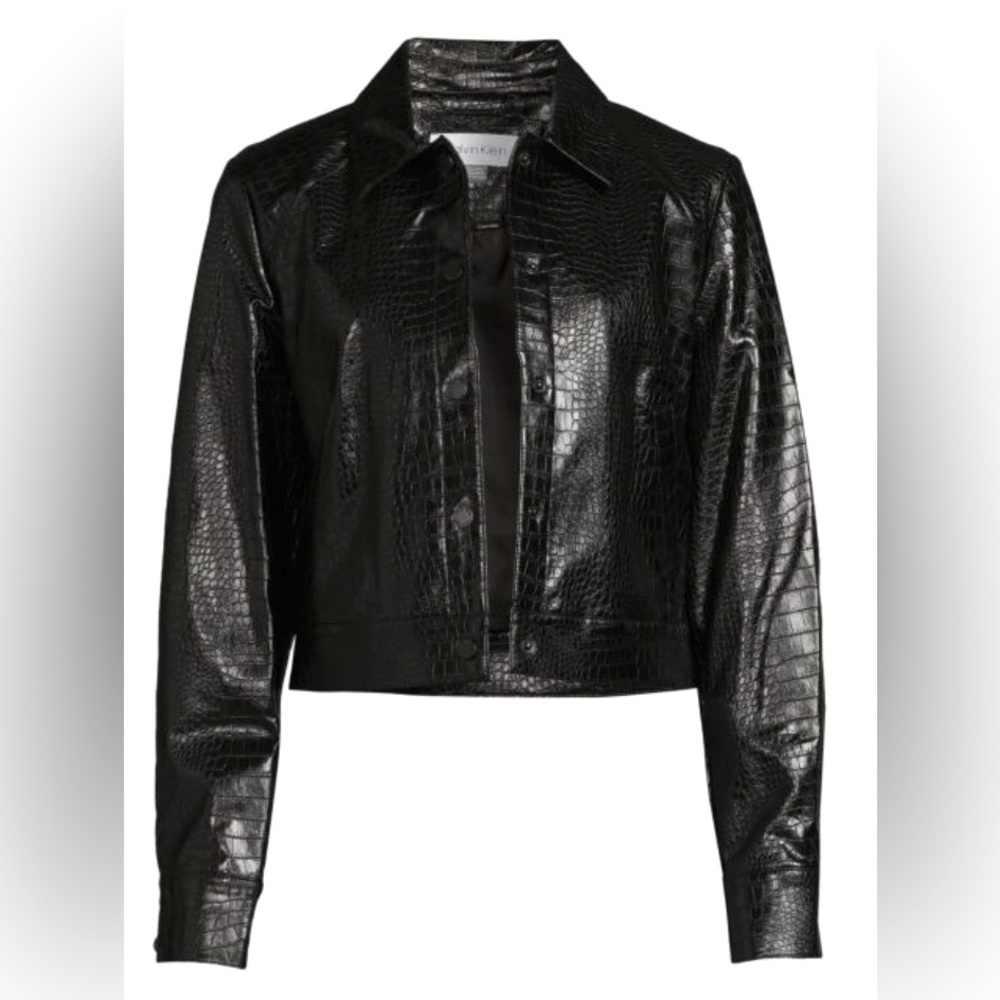Calvin Klein Faux Leather Trucker Jacket
